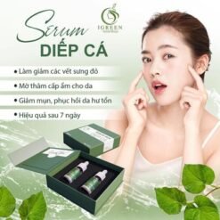 serum trị mụn diếp cá igreen trị mụn, trị thâm, không gây bong tróc, dị ứng mẩn ngứa, dành cho mọi loại da, da dầu, mẹ bầu, em bé đều sử dụng được.