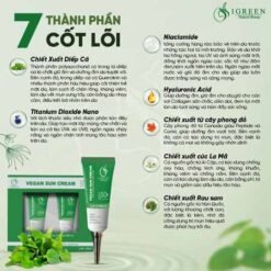 kem chống nắng thuần chay igreen 60ml spf50+, nâng tone trắng da kiềm dầu dành mọi loại da, khô nhạy cảm mẹ bầu mẹ bỉm tuổi dậy thì đều dùng được