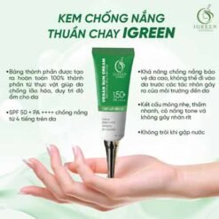 kem chống nắng thuần chay igreen 60ml spf50+, nâng tone trắng da kiềm dầu dành mọi loại da, khô nhạy cảm mẹ bầu mẹ bỉm tuổi dậy thì đều dùng được