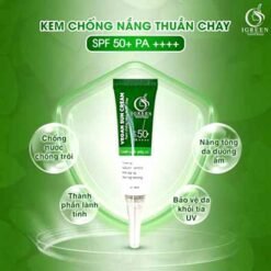 kem chống nắng thuần chay igreen 60ml spf50+, nâng tone trắng da kiềm dầu dành mọi loại da, khô nhạy cảm mẹ bầu mẹ bỉm tuổi dậy thì đều dùng được