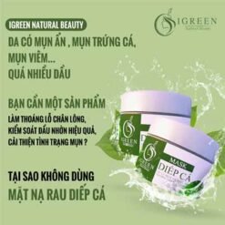 mặt nạ diếp cá igreen - giảm mụn xóa thâm kiềm dầu giúp da mềm mịn